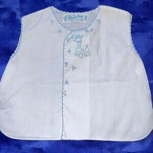 Feltman Brothers Blue Scalloped Rocking Horse‎ Floral Embroidery Diaper Shirt